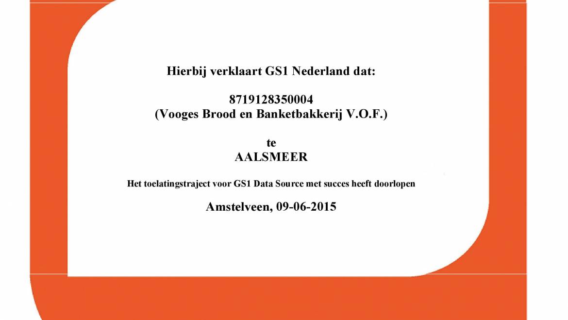 Bakkerij Vooges behaalt GS1 DAS certificaat